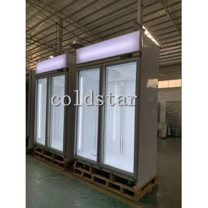1000L Glass Door Display Showcase Upright Freezer With Fan Cooling System