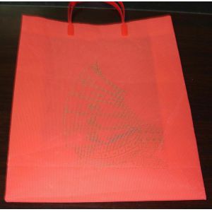Custom White / Red Small Gift Hard Plastic Handle Bag with Colorful Printing