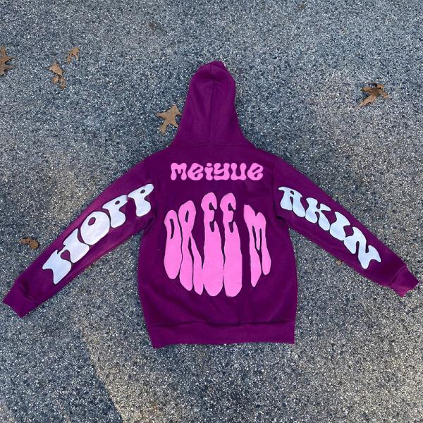 Custom Puff Print Hoodie Zip up French Terry Tech Fleece Hoodies Casual Plus Size Unisex Heavy Cotton Streetwear Men