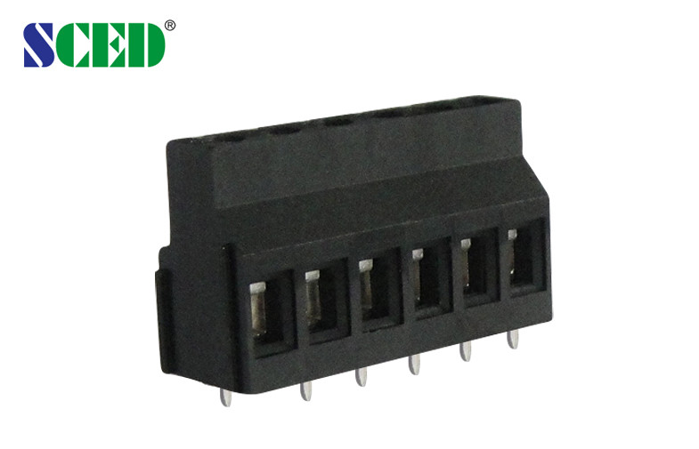 Quality Black PCB Screw Terminal Block Brass Euro Raising Type Series 300V 10A 12-24 AWG for sale