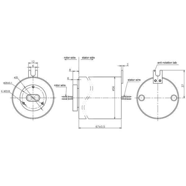 Standard 1000M Ethernet Wire Slip Ring 380VAC 0~300rpm Speed Insulation Resistant