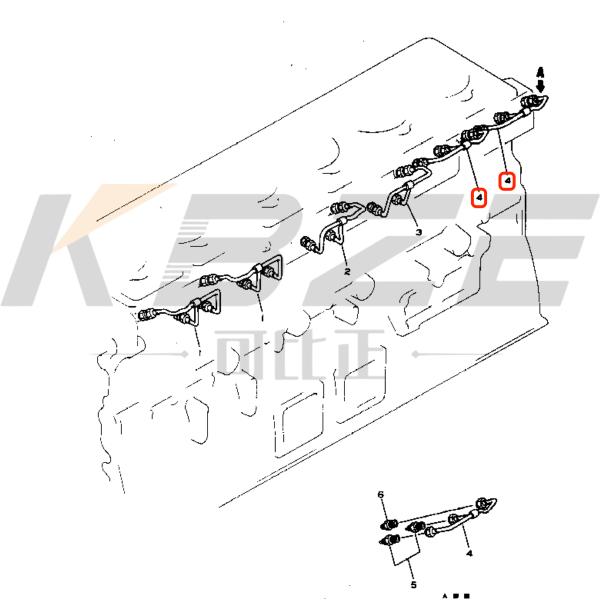BULLDOZER D155A 6127-51-7140 6127-51-7142 KOMATSU S6D155-4 ENGINE CAMSHAFT OIL PIPE