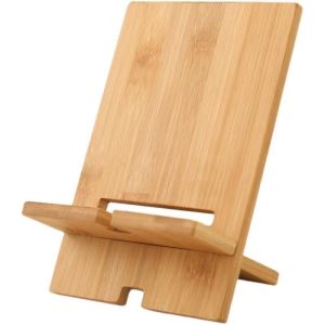 Bamboo Cell Phone Stand, Detachable Wood Mobile Phone Holder for Desk Tablet