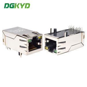 Quality RJ45 Network Port Connector, Gigabit Integrated Transformer With Light And Spring Clip, Connector DGKYD411Q008DB2A1D for sale