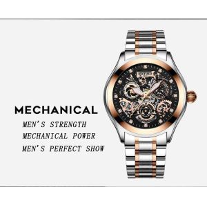 Water Resistant Mechanical Skeleton Watch Shockproof Long Service Life
