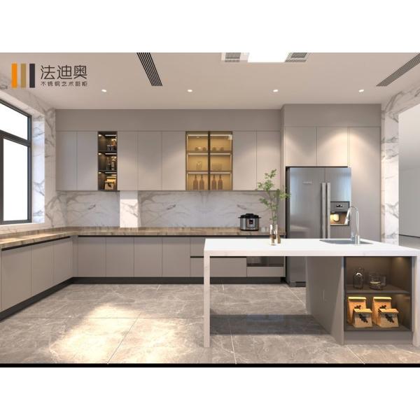 Modern Elegance U Shaped Stainless Steel Kitchen Cabinet With Seamless