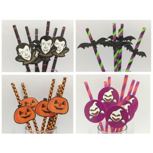 Pumpkin Halloween party supplies paper straws