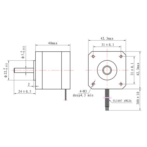 【42SHD4231】NEMA 17 Bipolar Stepper Motor DC 12V 1.7A 40mm body with 4 wire for CNC Machine
