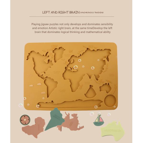 World Map Continents And Ocean Silicone Puzzle Baby Gift Montessori Educational