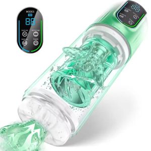 China Water Bath Spinning Sucking Licking Aircraft Cup Multi Functional Visible Male Masturbation Cup on sale