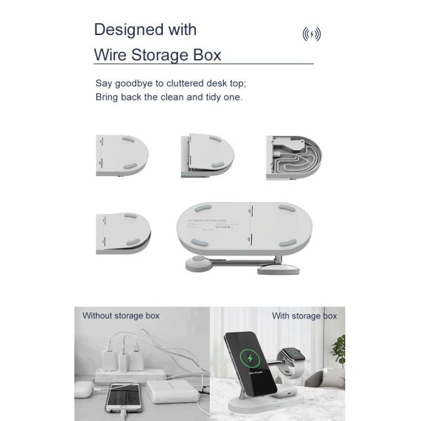 4 In 1 Wireless Charging Station With 2W Night Light And Multiple Safety Protection