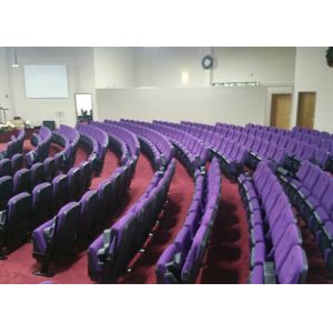 Blue Folding Lecture Theater Hall Seats Small Back Auditorium Church Chairs For