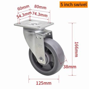 EDL‌ Medium Duty 5inch Caster TPE Plate by Rigid , Swivel and Brake Type 200kg