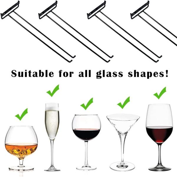 12 Inch Wine Glass Rack 2 Pack Iron Hanging Holder Cup Storage Hanger Wall Mounted for Kitchen Cabinet Bar