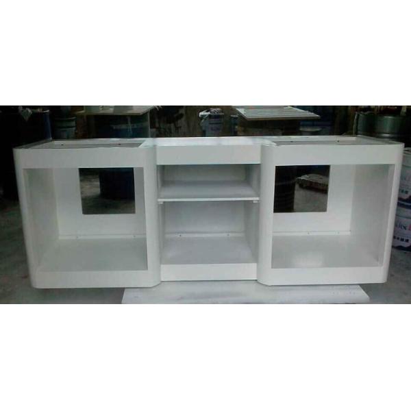 White Color Oak Bathroom Storage Cabinet With Drawers , Quartz Stone Top