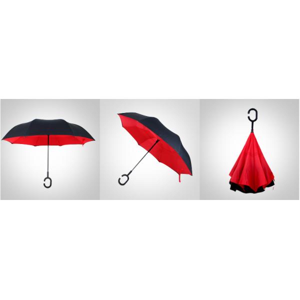 Metal Ribs Reversible Inverted Umbrella With Rubber Handle