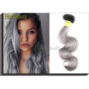 Unprocessed Brazilian Virgin Hair Body Wave Grey Remy Human Hair Weave Full Ends