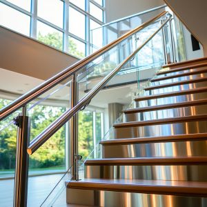 Stylish Curved Stainless Steel Handrails for Home Staircases