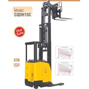 Electric Seated Reach Truck Forklift 1.5 Ton Load Capacity With Double Scissor
