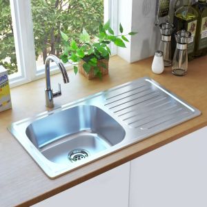 0.6mm Single Bowl Topmount Kitchen Sink With Drainboard Electroplated