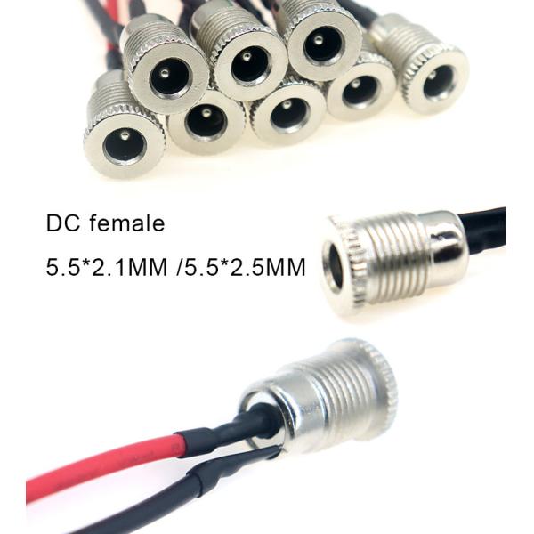 18AWG 10A Metal Threaded Female Socket Mount DC099 5.5x2.1mm 5.5x2.5mm Panel Mount Connector Pigtail DC Power Jack Cable