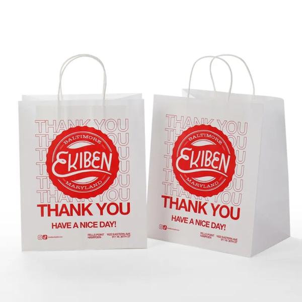 100% Eco-Friendly Recyclable Reinforced Handle Small Gift Craft Paper Bag With Your Own Logo
