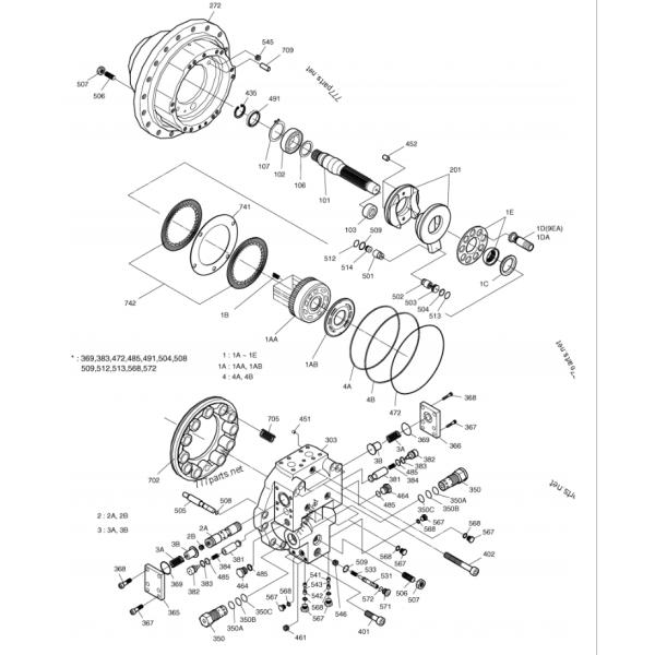 Belparts excavator DX300-7 401-00470A K1001992C Travel motor assy for doosan final drive