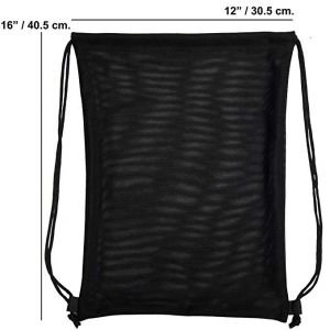 Black Nylon Travel Shoes Mesh Drawstring Bags Waterproof Tear Resistant