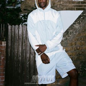 New Fashion Oversized Track Suit Nylon 2 Piece Jogging Set Reflective Windbreake