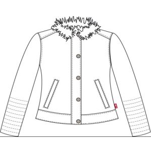 Levis Ladies' Charcoal Pleather Jacket With Detachable Sherpa Collar LEDO1741