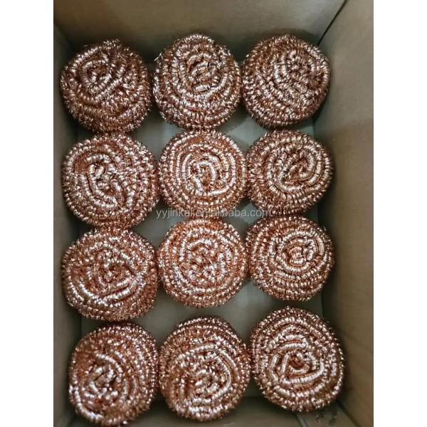 100% Pure Copper Spiral Scourer Scrubber for Cleaning Pad Sponge in Pure Copper