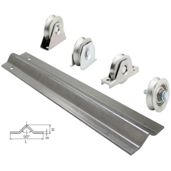 Recessed Guide Sliding Gate Track Hardware And Rollers 55mm