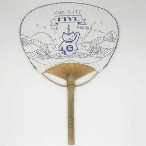 Round Paper Foldable Hand Fans Customized Paddle Hand Fans 15Inch
