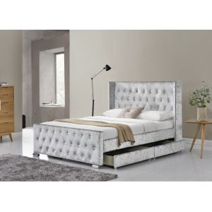 Optional Size and Multicolor Upholstered Bed Tufted Buttons With storage