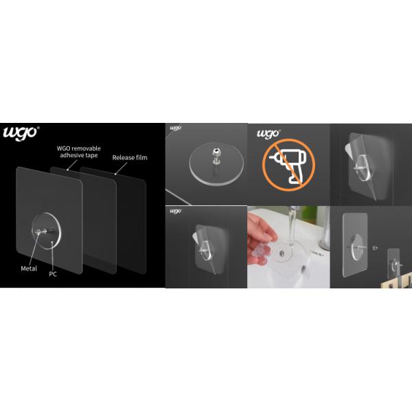 Stick To Wall Silver Clear WGO Bathroom Fixtures And Accessories No Drilling