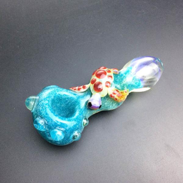 Pretty 4.3 Inches Blue Glass Hand Pipe Smoking Accessories OEM &ODM Service