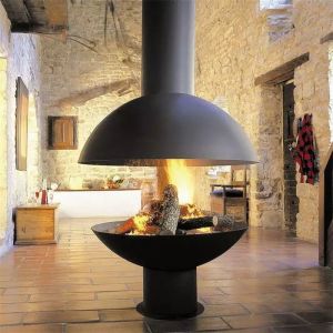 China French Style Hanging Wood Burning Stoves Ceiling Mounted Suspended Fireplace on sale