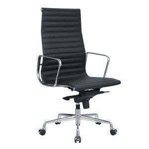 Chromed Aluminum Herman Miller Management Chair , Beautiful Ribbed Leather