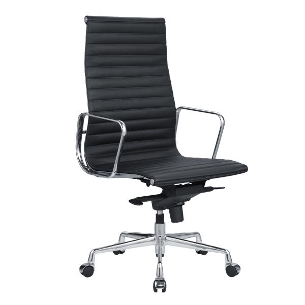 Chromed Aluminum Herman Miller Management Chair , Beautiful Ribbed Leather
