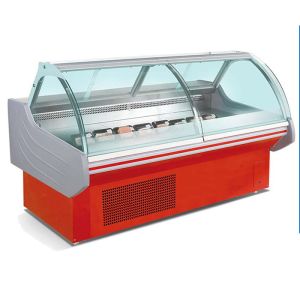 Curved Glass Fresh Meat Deli Display Chiller Showcase With Aspera Compressor