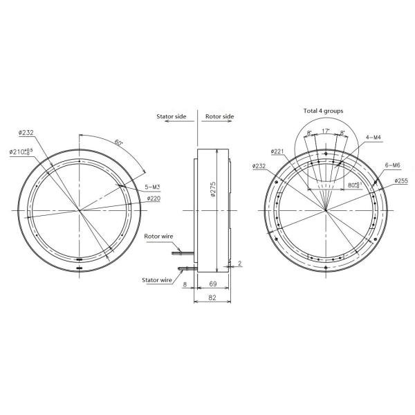 Industry Equipment IP54 Hollow Shaft rotary slip ring With Inner Bore 210mm