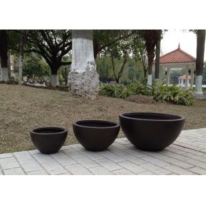 Modern Round Fibre Clay Garden Pots Hand Carved Lightweight