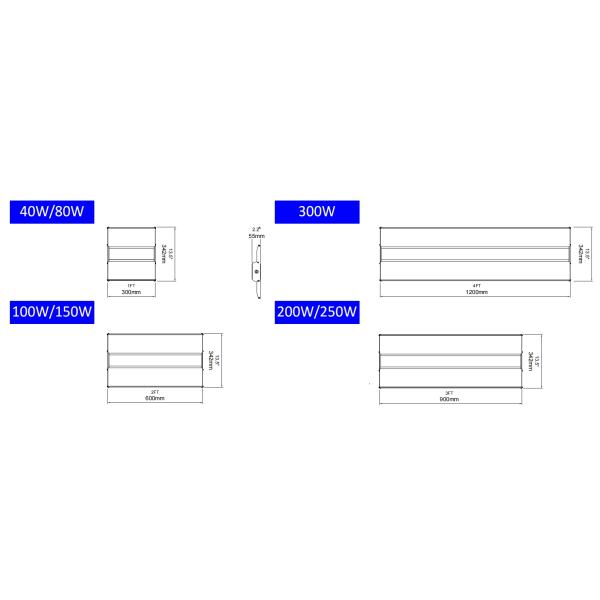 LED High Bay Light Industrial Commercial Linear 40W-300W For Office Building Manufacturing Plant Facility