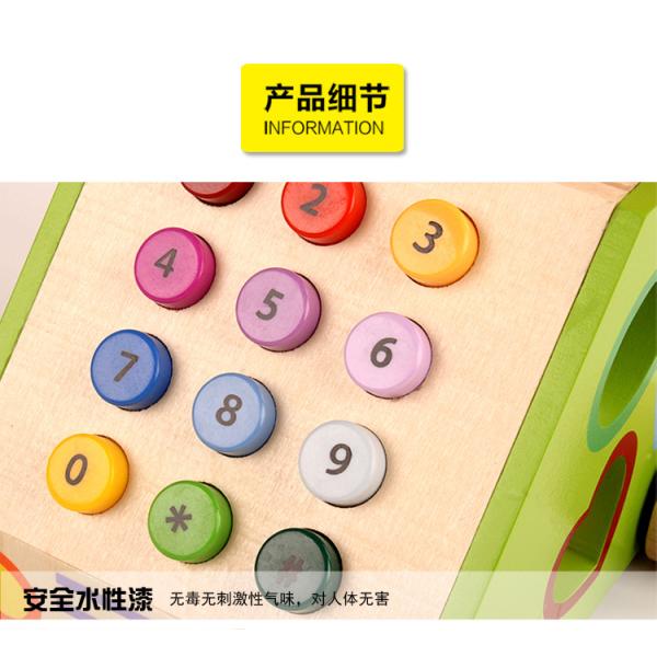 Geometric Shape Wooden Landline Phone For Cognitive Development
