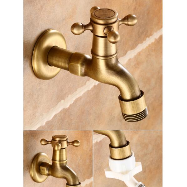 Antique Brass Bibcock 4 6 Point CE Outdoor Water Tap And Sprayer