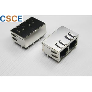 China 1 X 2 Port RJ45 Network Jack , RJ45 With Integrated Magnetics 1000 Base Speed on sale China 1 X 2 Port RJ45 Network Jack , RJ45 With Integrated Magnetics 1000 Base Speed on sale