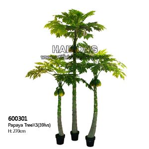 China High Simulation Real Touch 270Cm Plant Papaya Tree Fire Resistance on sale