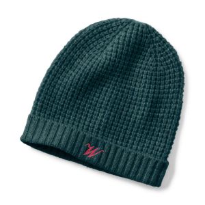 WOMEN'S 100% CASHMERE KNITTED WAFFLE STITCH BEANIE HAT