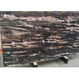 Xiamen service fantasy black marble glossy polished 18cm beautiful veins