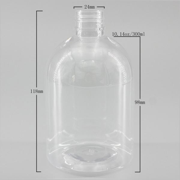 Cylinder 24mm 10.14oz Clear Plastic Shampoo Bottles